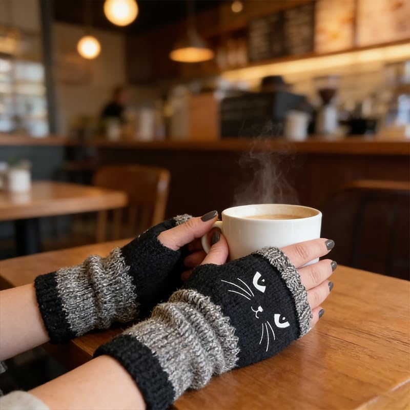 Cat Fingerless Gloves