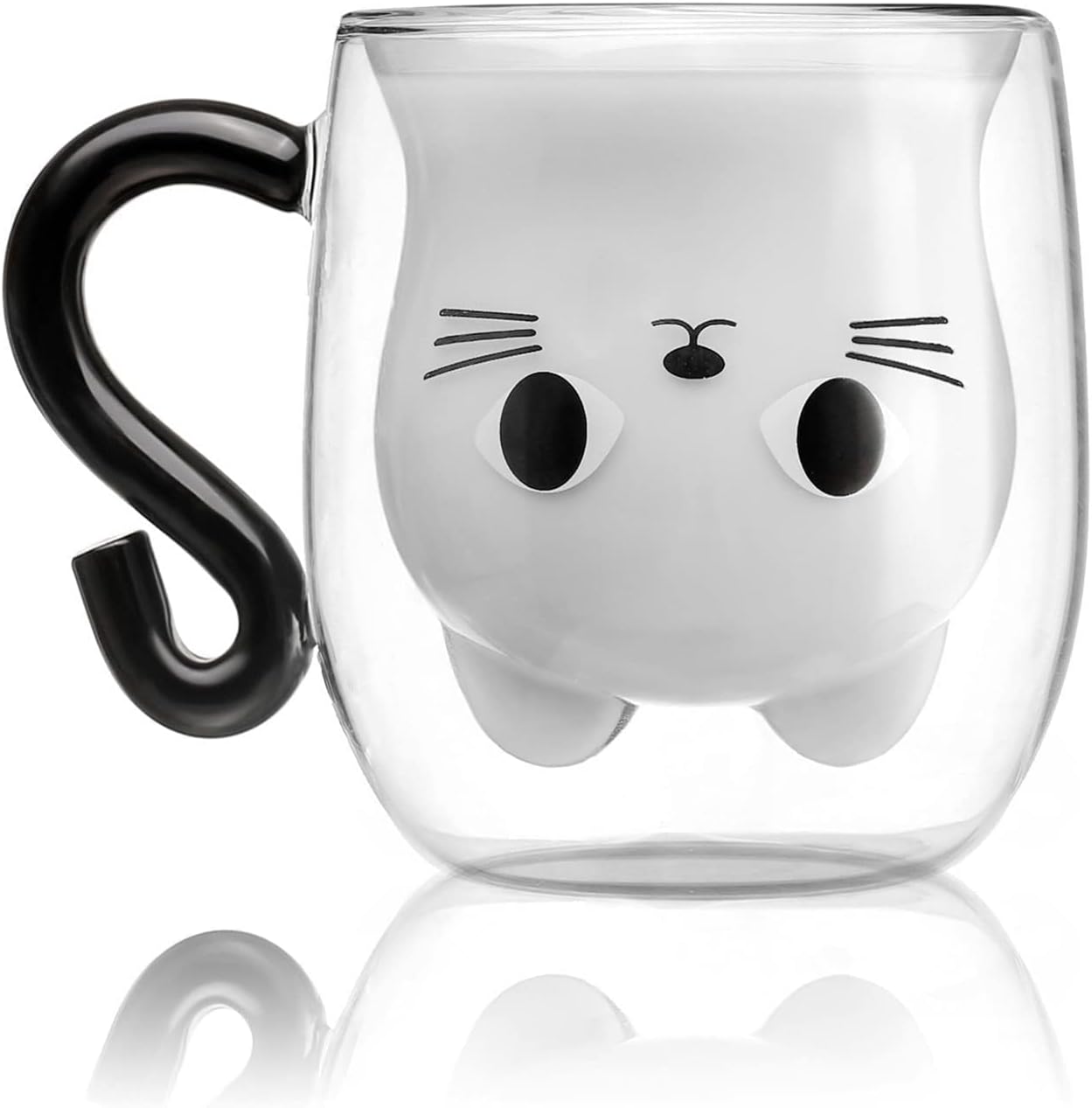 Double Wall Glass Cat Mug