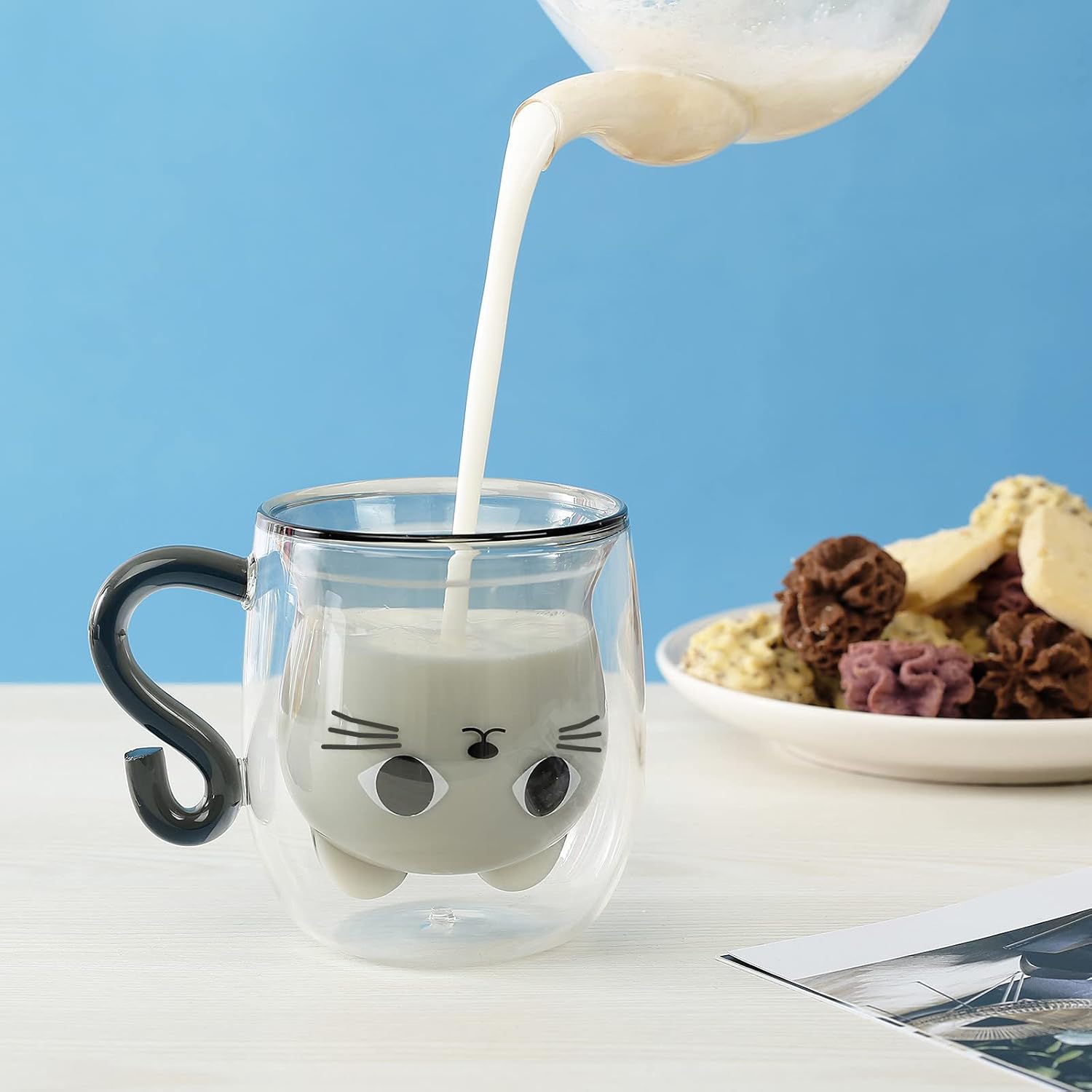 Double Wall Glass Cat Mug
