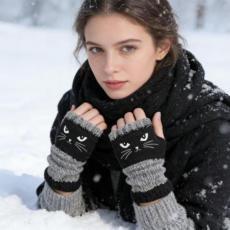 Cat Fingerless Gloves
