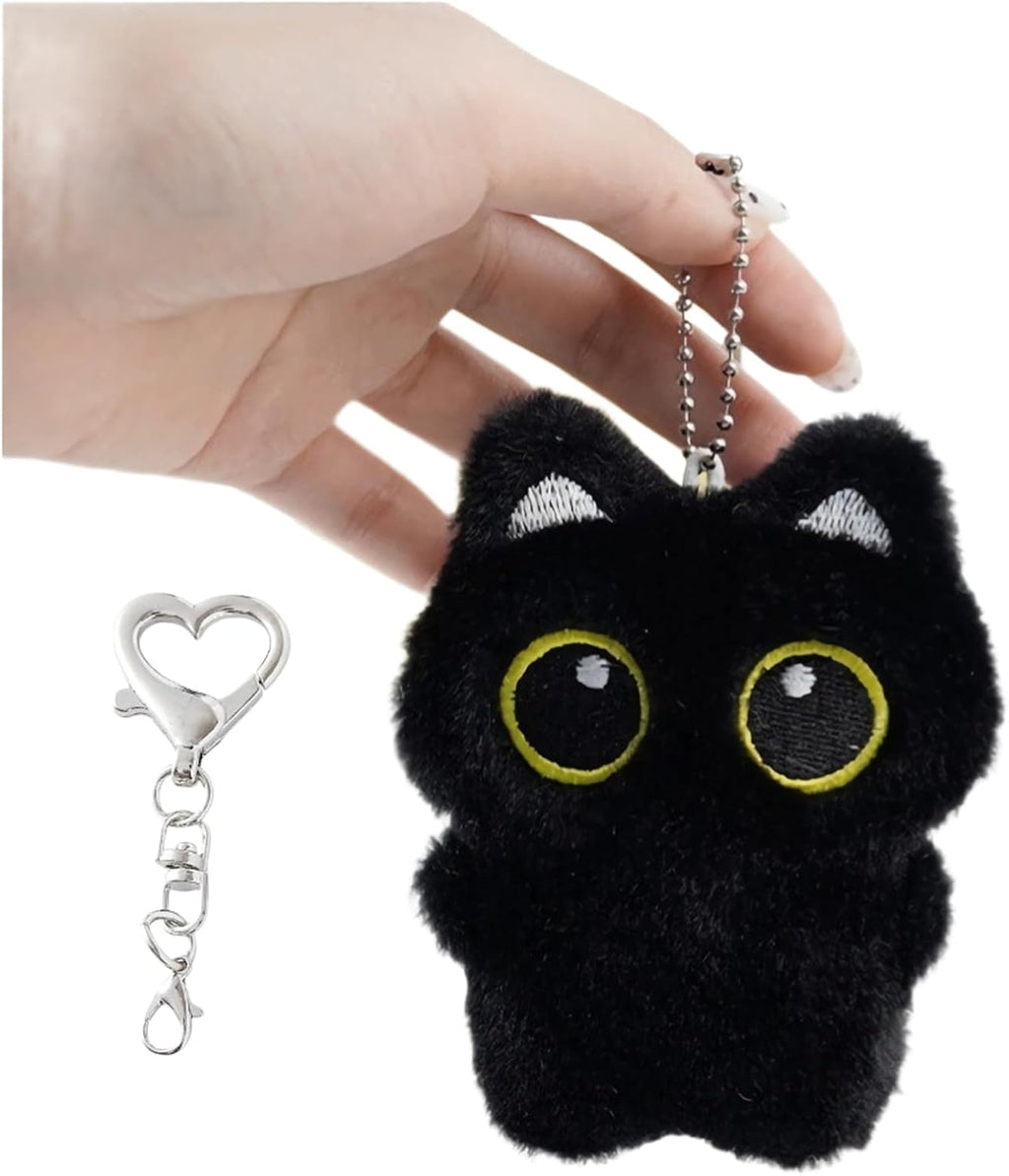 Black Cat Plush Keychain Purse Charm