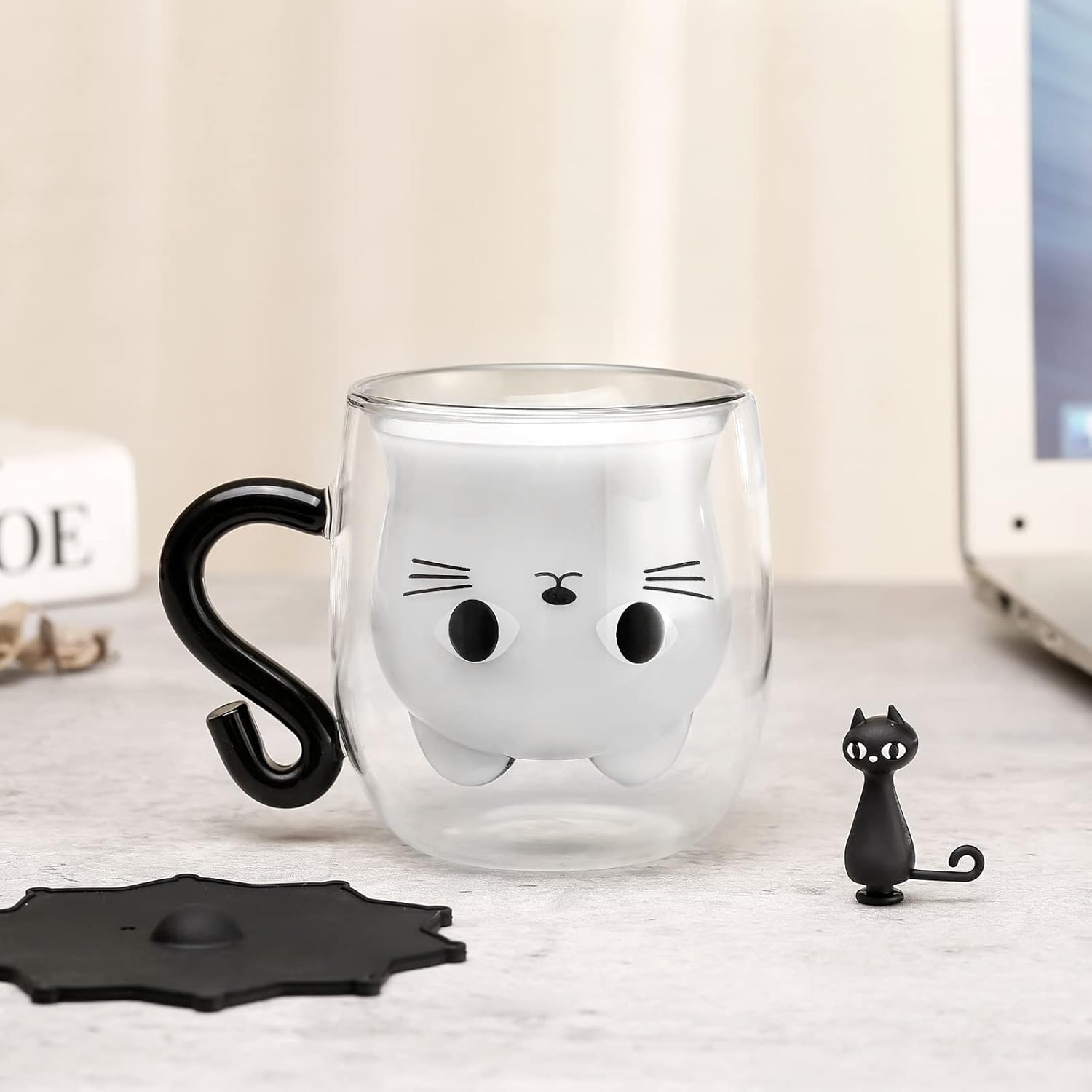 Double Wall Glass Cat Mug