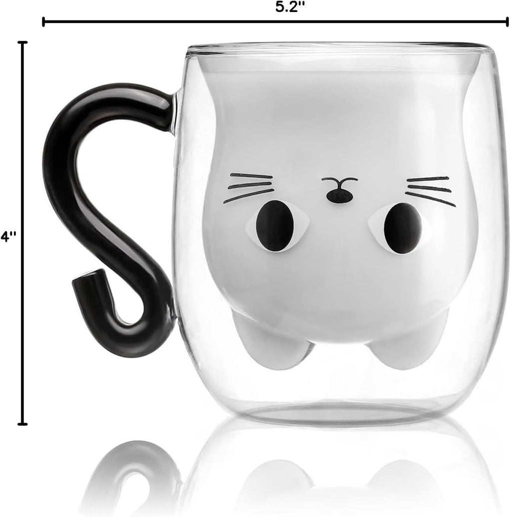 Double Wall Glass Cat Mug