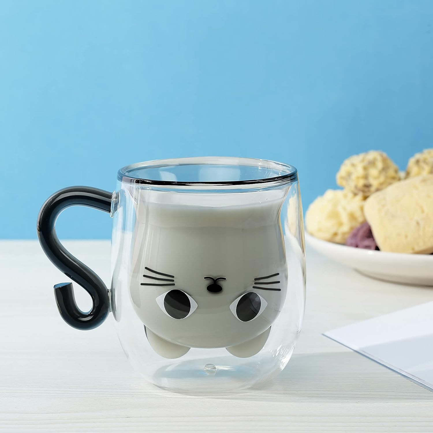 Double Wall Glass Cat Mug
