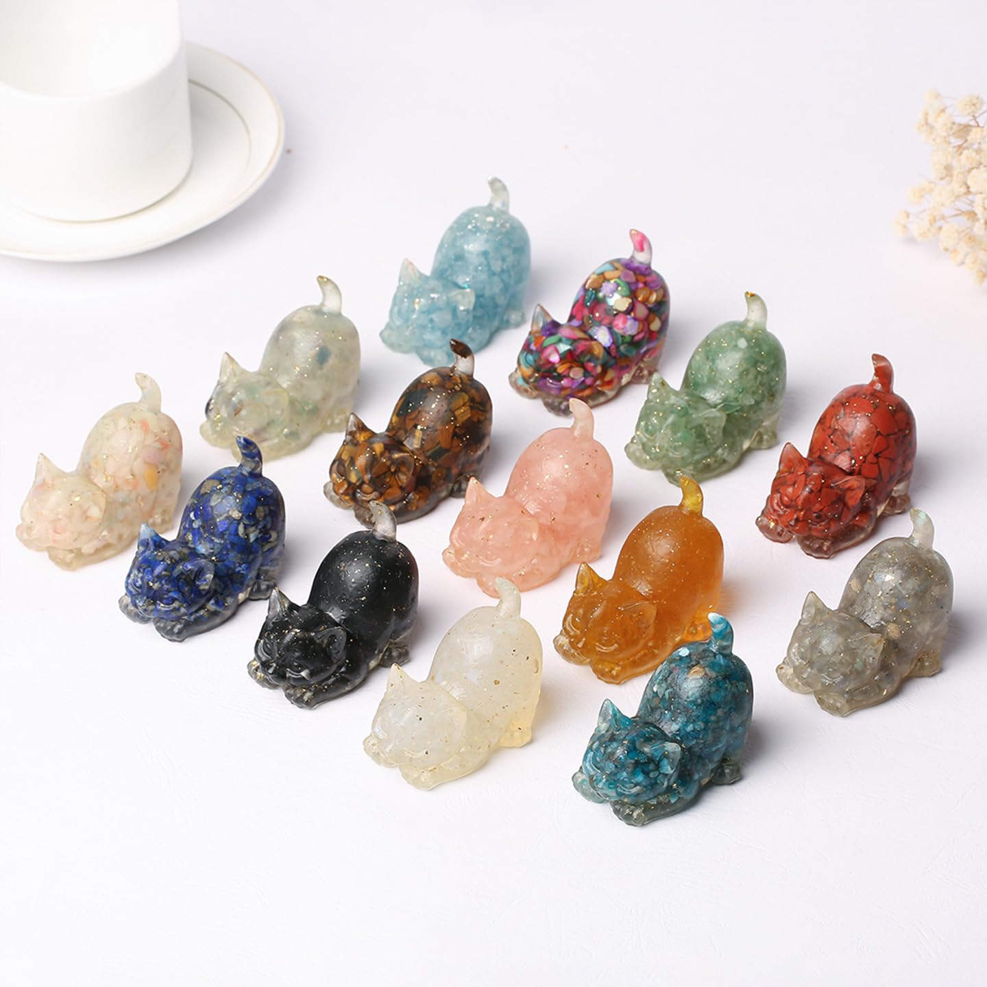 Natural Crystal Cat Figurines