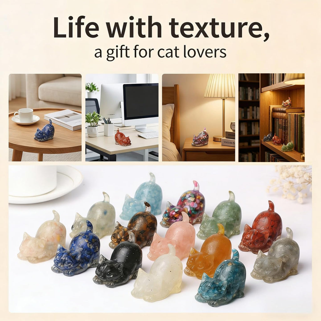 Natural Crystal Cat Figurines
