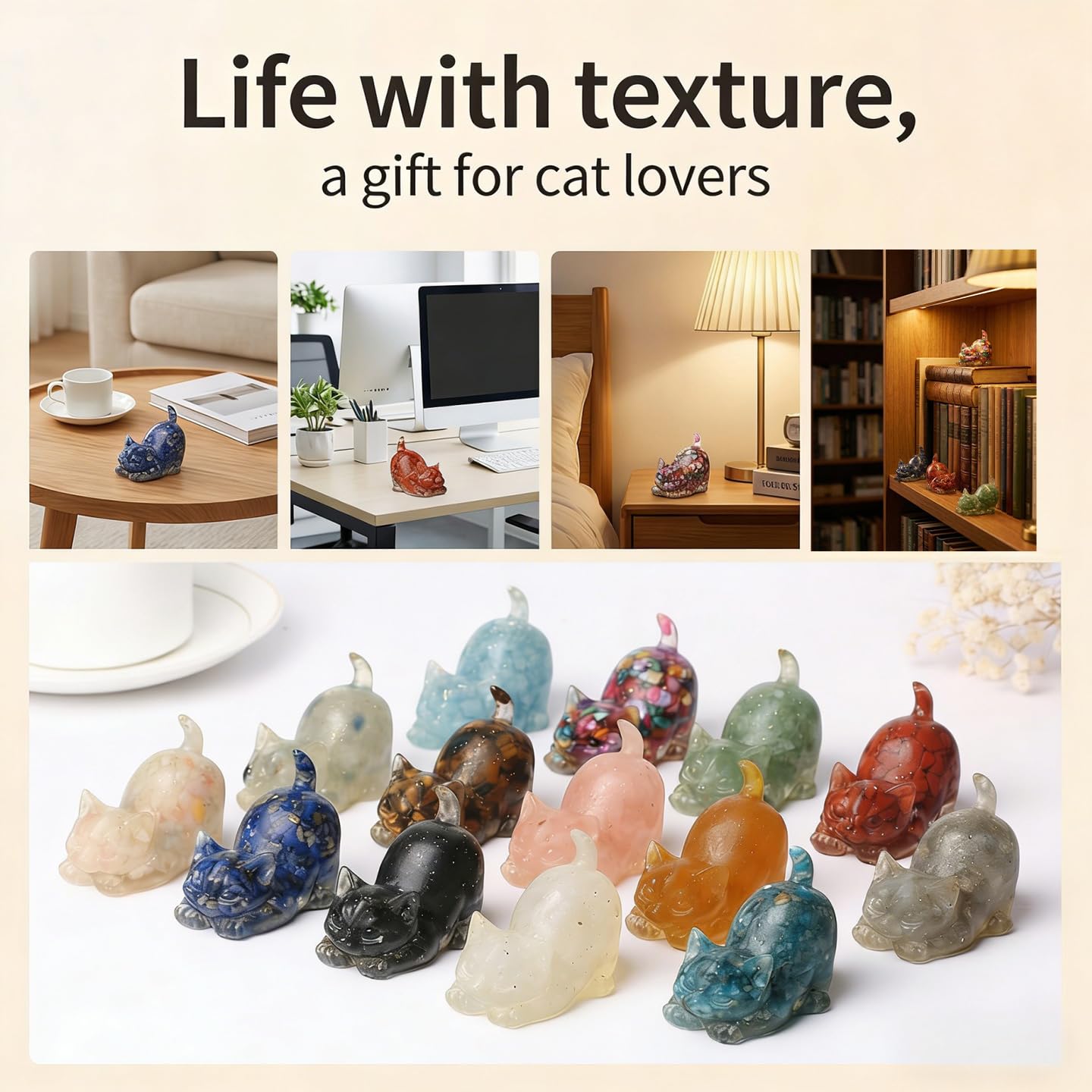 Natural Crystal Cat Figurines