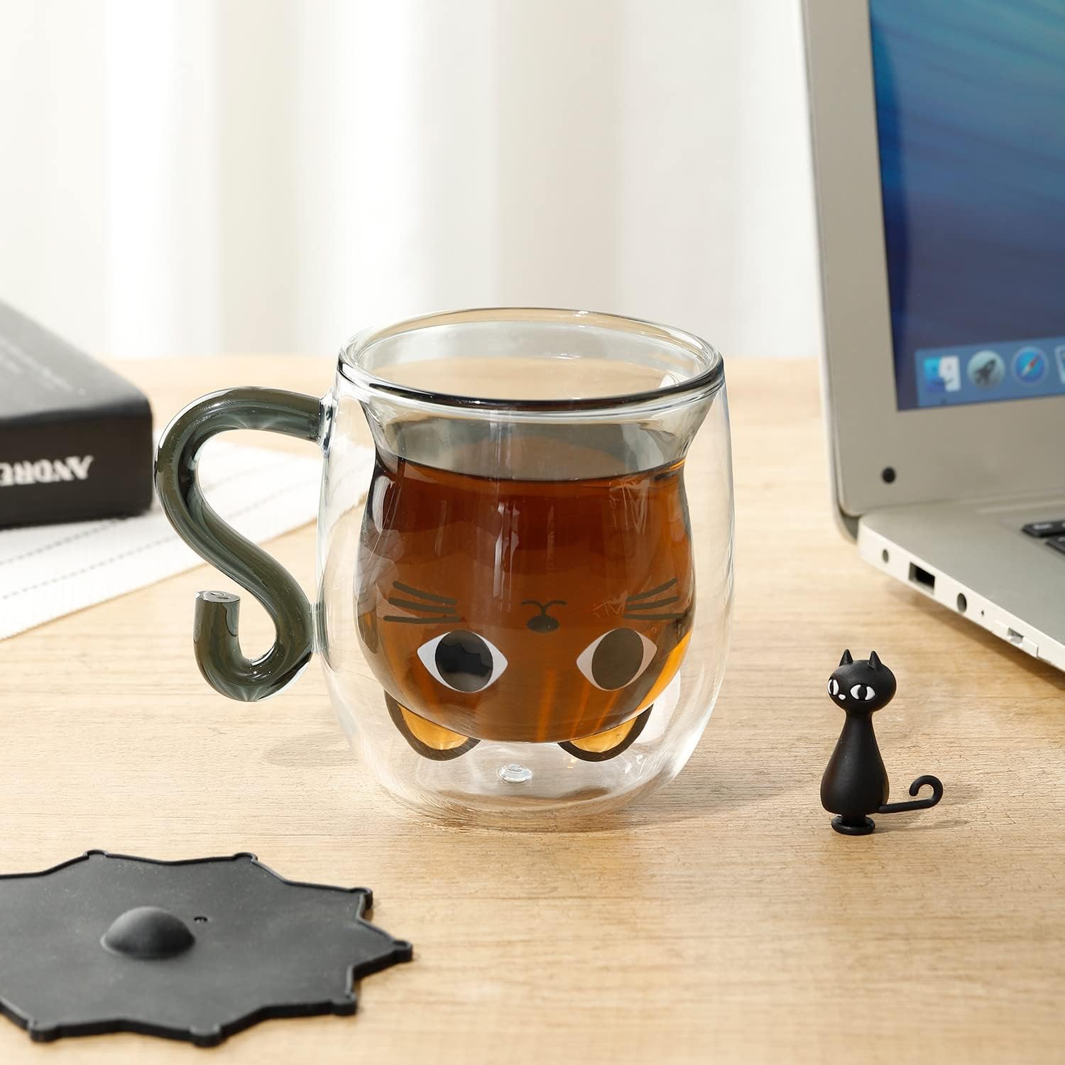 Double Wall Glass Cat Mug