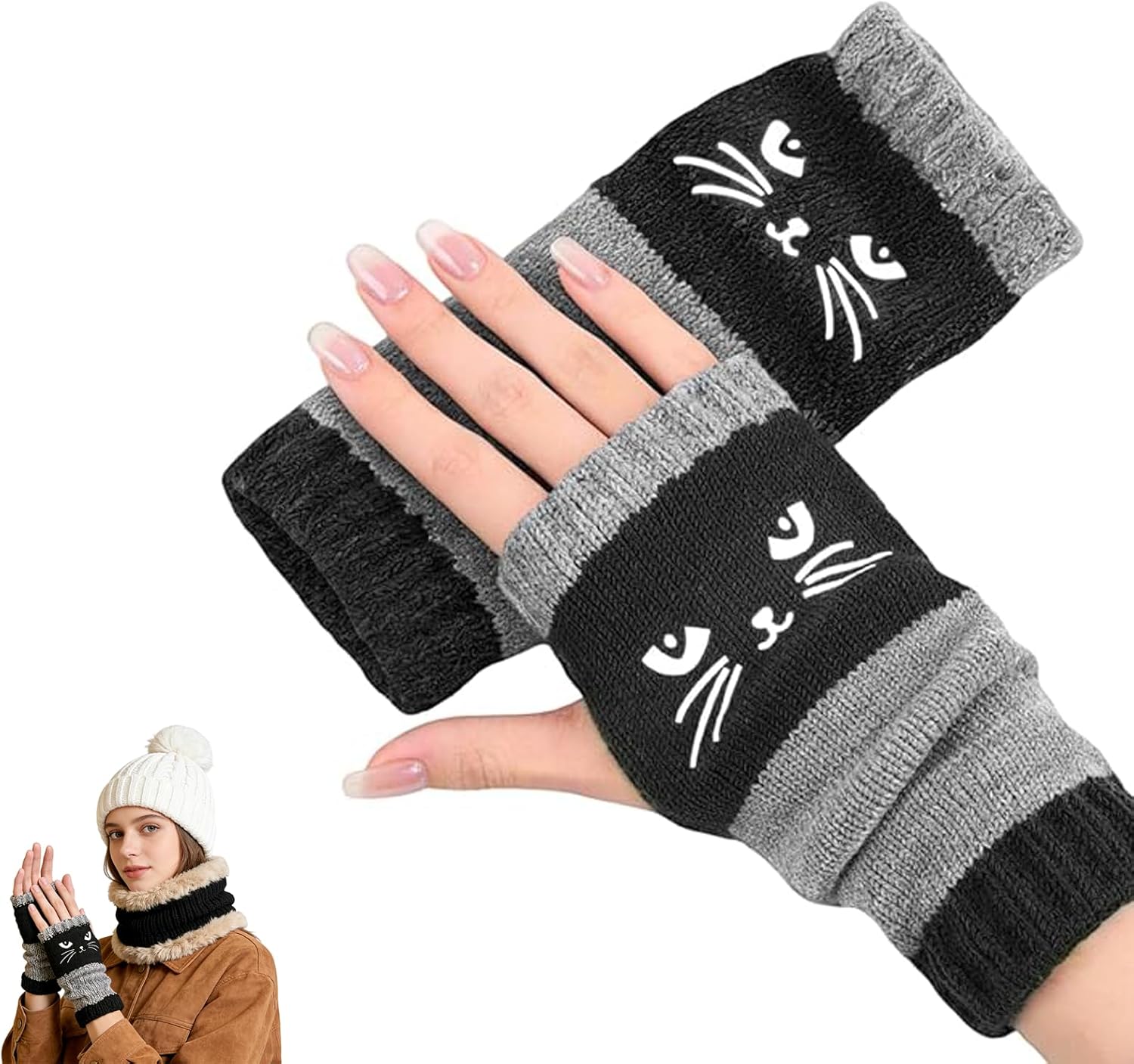 Cat Fingerless Gloves