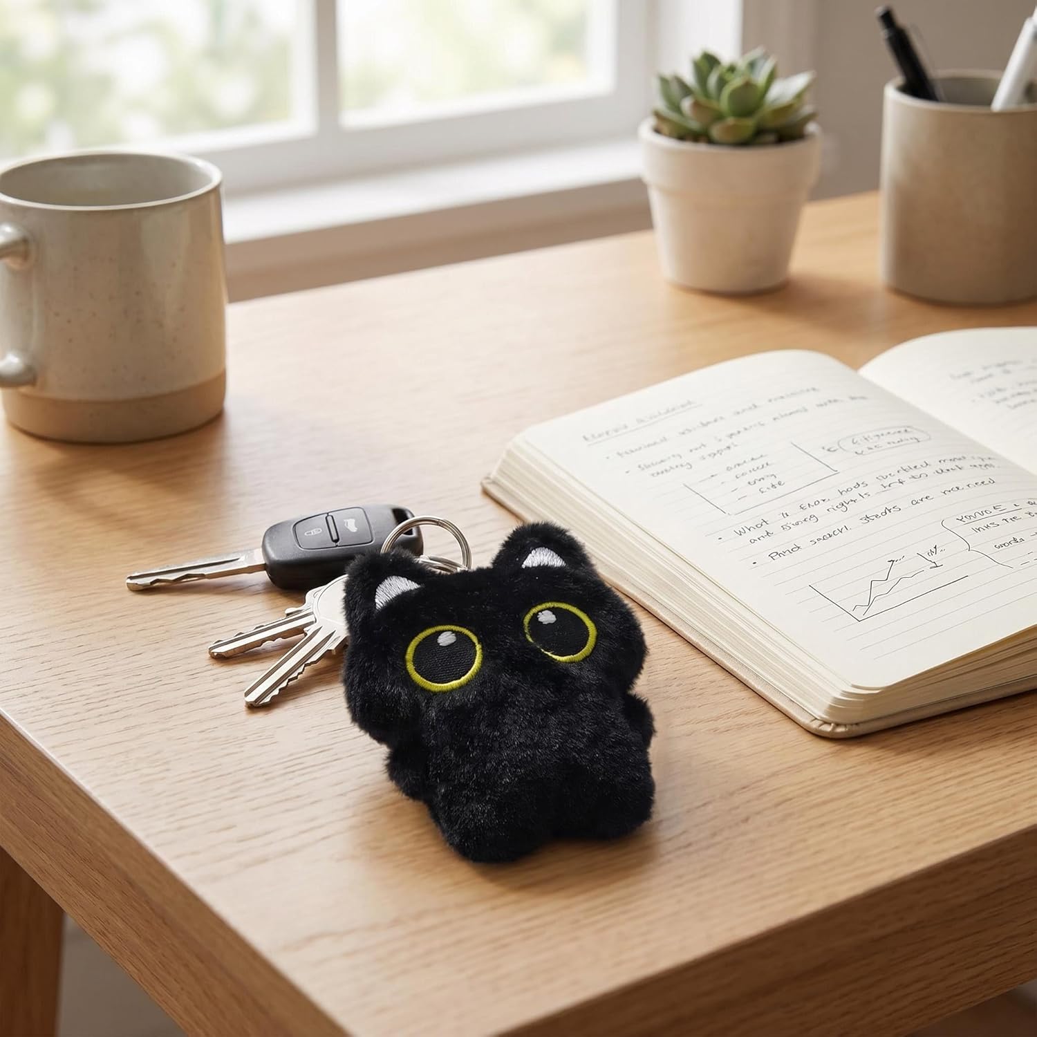 Black Cat Plush Keychain Purse Charm