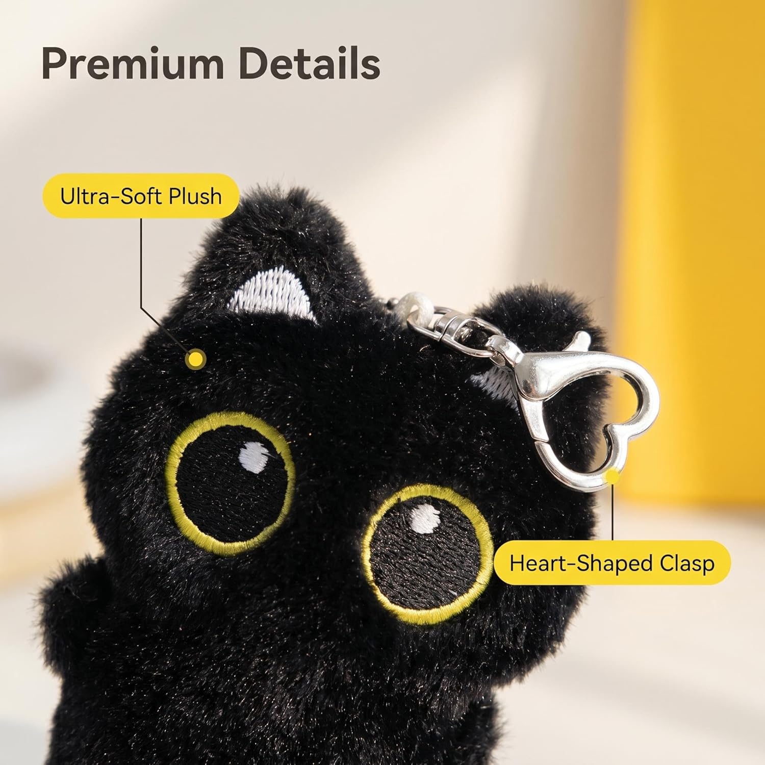 Black Cat Plush Keychain Purse Charm