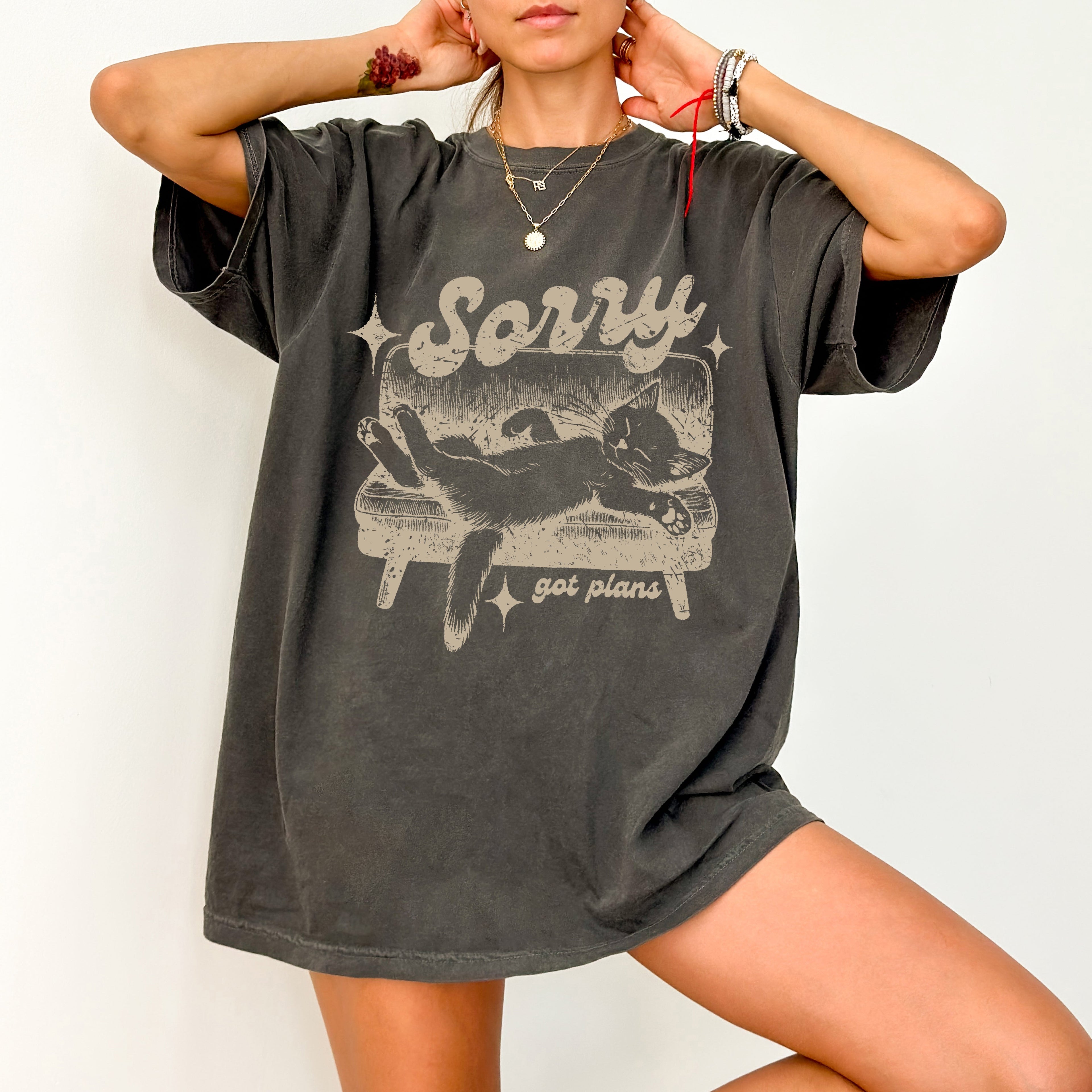 Sorry, Got Plans, Lazy Cat, Aesthetic, Funny, Meme, Tshirt Comfort Colors T-Shirt