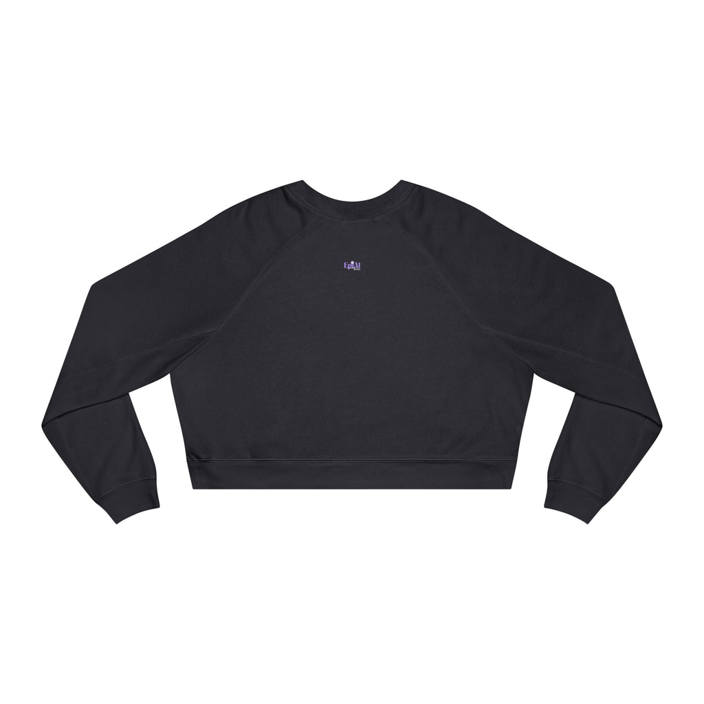 Ghost and Cat Cropped Fleece Pullover for Women