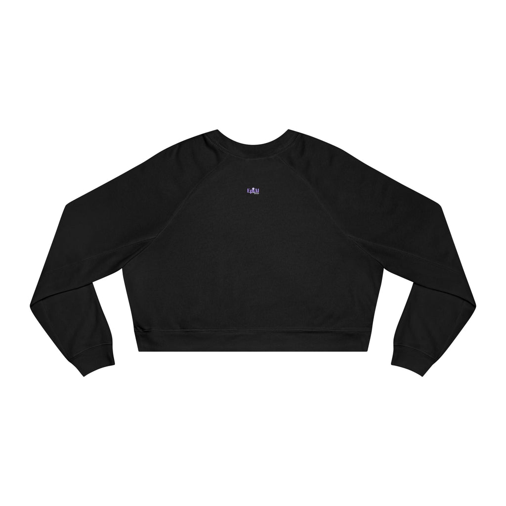 Ghost and Cat Cropped Fleece Pullover for Women